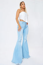 Load image into Gallery viewer, Distressed Flare Jeans Ti Amo I love you
