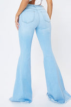 Load image into Gallery viewer, Distressed Flare Jeans Ti Amo I love you
