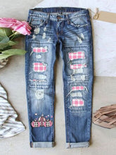 Load image into Gallery viewer, Distressed Printed Straight Jeans Ti Amo I love you
