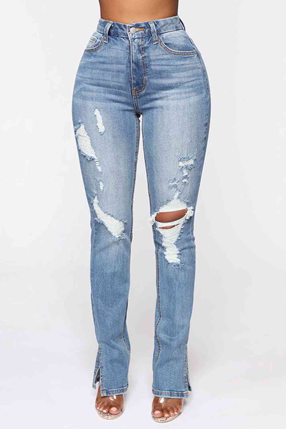 Distressed Slit Jeans Ti Amo I love you