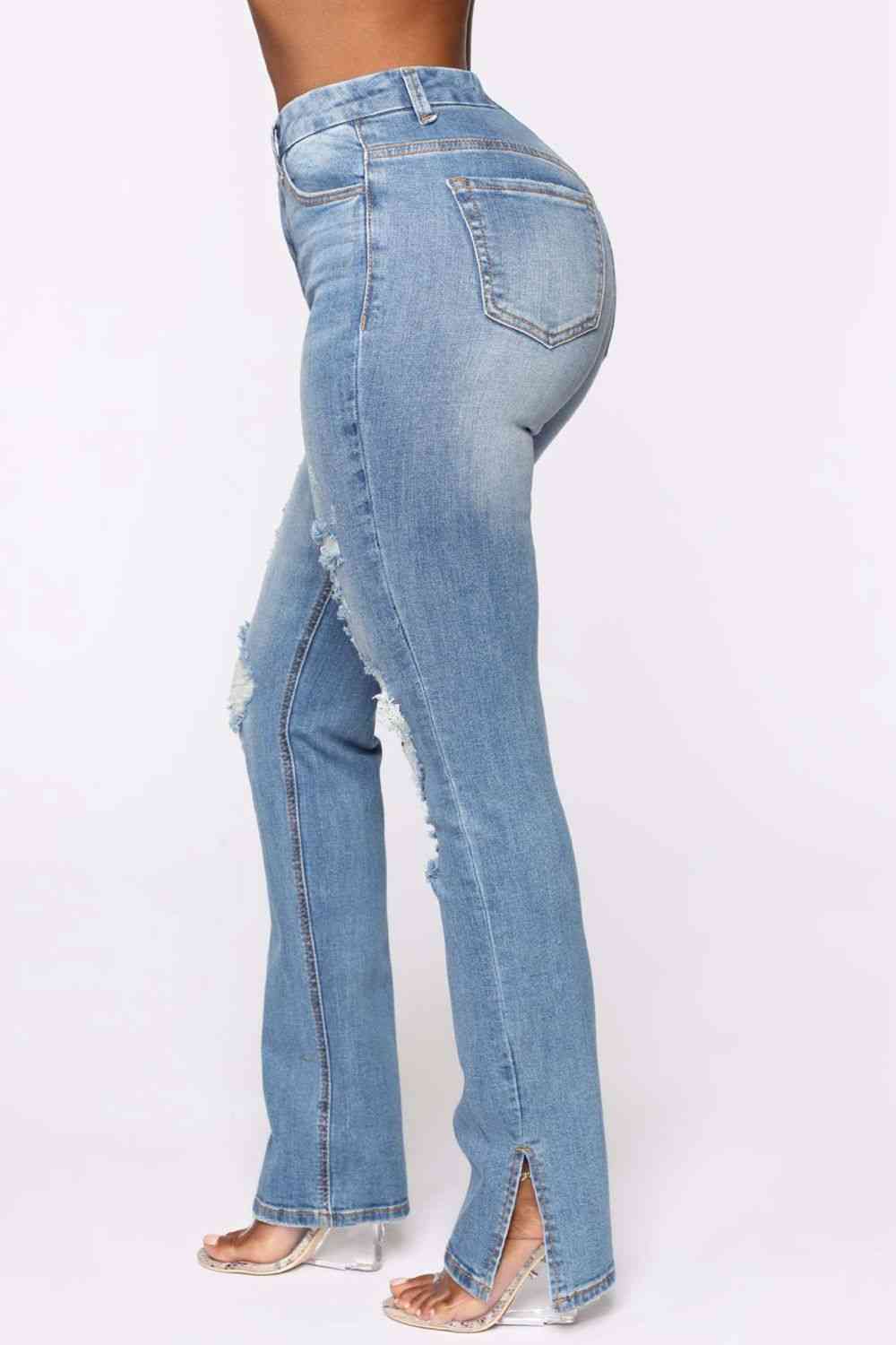 Distressed Slit Jeans Ti Amo I love you