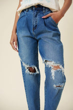 Load image into Gallery viewer, Distressed Slouchy Jean Ti Amo I love you
