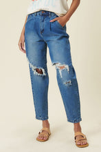 Load image into Gallery viewer, Distressed Slouchy Jean Ti Amo I love you
