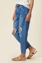 Load image into Gallery viewer, Distressed Slouchy Jean Ti Amo I love you
