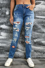 Load image into Gallery viewer, Distressed Straight Jeans with Pockets Ti Amo I love you
