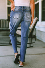 Load image into Gallery viewer, Distressed Straight Jeans with Pockets Ti Amo I love you
