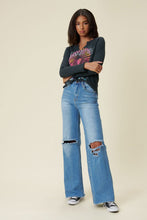 Load image into Gallery viewer, Distressed Wide Fit Jeans Ti Amo I love you
