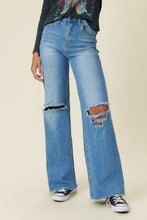 Load image into Gallery viewer, Distressed Wide Fit Jeans Ti Amo I love you
