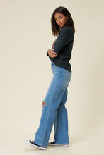 Load image into Gallery viewer, Distressed Wide Fit Jeans Ti Amo I love you
