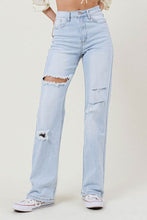 Load image into Gallery viewer, Distressed Wide Leg Jeans Ti Amo I love you
