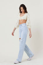 Load image into Gallery viewer, Distressed Wide Leg Jeans Ti Amo I love you
