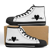 Load image into Gallery viewer, Ti Amo I love you - Exclusive Brand - White - Black Heart High-Top Canvas Shoes - Black Soles
