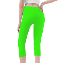 Load image into Gallery viewer, Ti Amo I love you -  Exclusive Brand - Florescent Green - Womens / Teen Girls  / Womens Plus Size  - Angry Fish - Capri Yoga Leggings - Sizes XS-3XL
