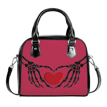 Load image into Gallery viewer, Ti Amo I love you - Exclusive Brand - Viva Magenta - Skeleton Hands with Heart - Shoulder Handbag
