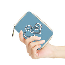 Load image into Gallery viewer, Ti Amo I love you - Exclusive Brand - Glacier - Double White Heart - PU Leather - Zipper Card Holder
