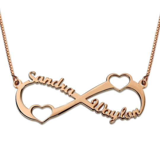 Double Heart Infinity Names Necklace Sterling Silver Ti Amo I love you