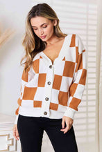 Load image into Gallery viewer, Double Take Button-Up V-Neck Dropped Shoulder Cardigan Ti Amo I love you
