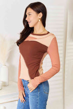 Load image into Gallery viewer, Double Take Color Block Exposed Seam Long Sleeve Top - Sizes S-2XL Ti Amo I love you
