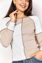 Load image into Gallery viewer, Double Take Color Block Exposed Seam Top Ti Amo I love you
