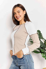 Load image into Gallery viewer, Double Take Color Block Exposed Seam Top Ti Amo I love you
