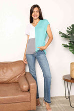 Load image into Gallery viewer, Double Take Color Block V-Neck Knit Top Ti Amo I love you
