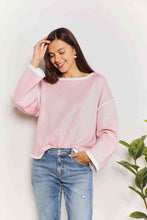 Load image into Gallery viewer, Double Take Contrast Detail Dropped Shoulder Knit Top Ti Amo I love you
