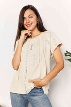 Load image into Gallery viewer, Double Take Crochet Buttoned Short Sleeves Top Ti Amo I love you
