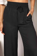 Load image into Gallery viewer, Double Take Drawstring Smocked Waist Wide Leg Pants Ti Amo I love you
