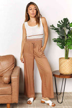 Load image into Gallery viewer, Double Take Drawstring Smocked Waist Wide Leg Pants Ti Amo I love you
