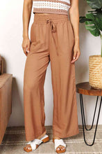 Load image into Gallery viewer, Double Take Drawstring Smocked Waist Wide Leg Pants Ti Amo I love you
