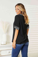 Load image into Gallery viewer, Double Take Embroidered Notched Neck Top Ti Amo I love you
