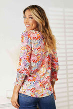 Load image into Gallery viewer, Double Take Floral Print Long Puff Sleeve Blouse Ti Amo I love you
