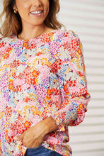 Load image into Gallery viewer, Double Take Floral Print Long Puff Sleeve Blouse Ti Amo I love you
