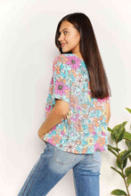 Load image into Gallery viewer, Double Take Floral Round Neck Babydoll Top Ti Amo I love you
