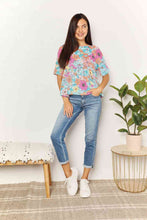 Load image into Gallery viewer, Double Take Floral Round Neck Babydoll Top Ti Amo I love you
