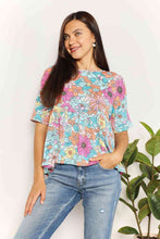 Load image into Gallery viewer, Double Take Floral Round Neck Babydoll Top Ti Amo I love you
