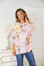 Load image into Gallery viewer, Double Take Floral Round Neck Three-Quarter Sleeve Top Ti Amo I love you
