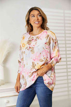 Load image into Gallery viewer, Double Take Floral Round Neck Three-Quarter Sleeve Top Ti Amo I love you
