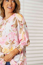 Load image into Gallery viewer, Double Take Floral Round Neck Three-Quarter Sleeve Top Ti Amo I love you
