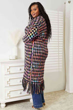 Load image into Gallery viewer, Double Take Full Size Multicolored Open Front Fringe Hem Cardigan Ti Amo I love you
