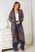 Load image into Gallery viewer, Double Take Full Size Multicolored Open Front Fringe Hem Cardigan Ti Amo I love you
