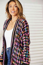 Load image into Gallery viewer, Double Take Full Size Multicolored Open Front Fringe Hem Cardigan Ti Amo I love you
