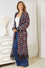 Load image into Gallery viewer, Double Take Full Size Multicolored Open Front Fringe Hem Cardigan Ti Amo I love you
