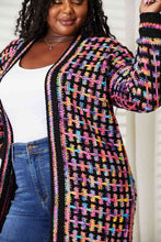 Load image into Gallery viewer, Double Take Full Size Multicolored Open Front Fringe Hem Cardigan Ti Amo I love you
