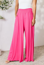 Load image into Gallery viewer, Double Take Full Size Smocked Wide Waistband Wide Leg Pants Ti Amo I love you
