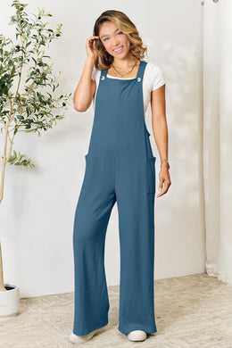 Double Take Full Size Wide Strap Overall with Pockets Ti Amo I love you