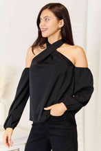 Load image into Gallery viewer, Double Take Grecian Cold Shoulder Long Sleeve Blouse - Sizes S-XL Ti Amo I love you
