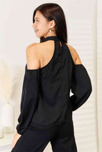 Load image into Gallery viewer, Double Take Grecian Cold Shoulder Long Sleeve Blouse - Sizes S-XL Ti Amo I love you
