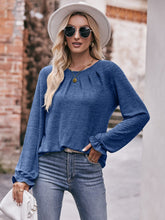 Load image into Gallery viewer, Double Take Long Flounce Sleeve Round Neck Blouse Ti Amo I love you
