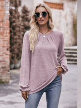 Load image into Gallery viewer, Double Take Long Flounce Sleeve Round Neck Blouse Ti Amo I love you
